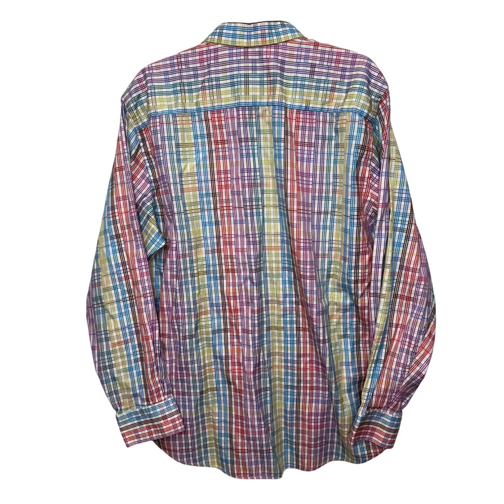 Bugatchi Uomo Mens Classic Fit Plaid Button Down Shirt Multicolor XL Cotton - Picture 4 of 7